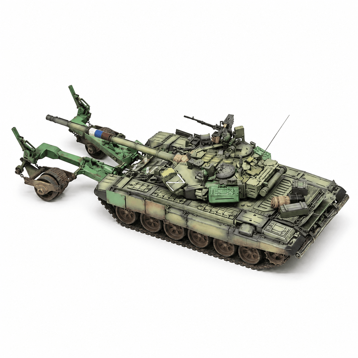 Russian T-90A Tank with Mine Roller – 1/72 Scale Finished Model