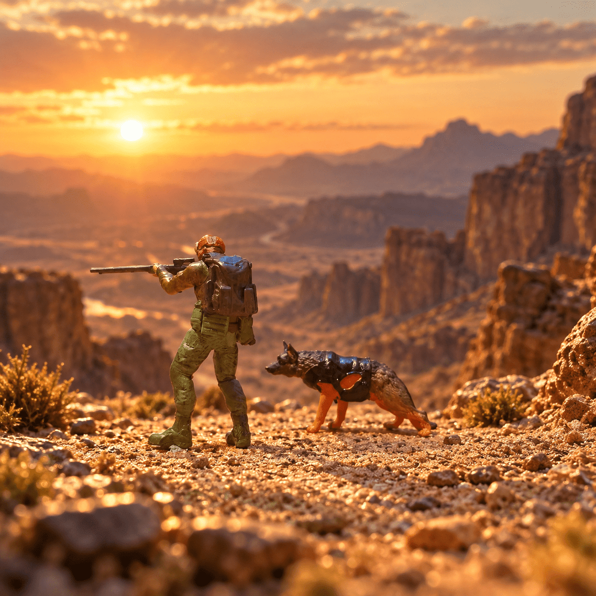 Sniper with Police Dog – 1/43 Scale Miniature Set