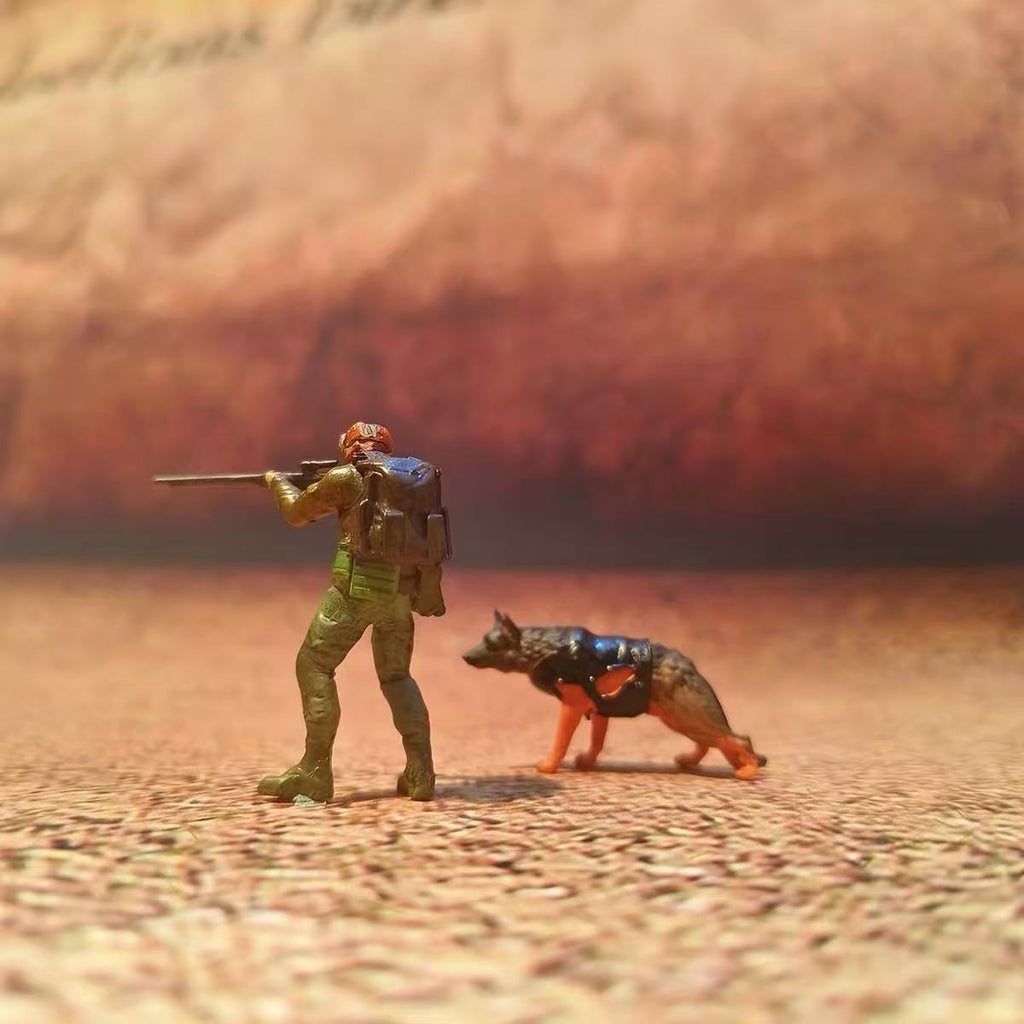 Sniper with Police Dog – 1/43 Scale Miniature Set