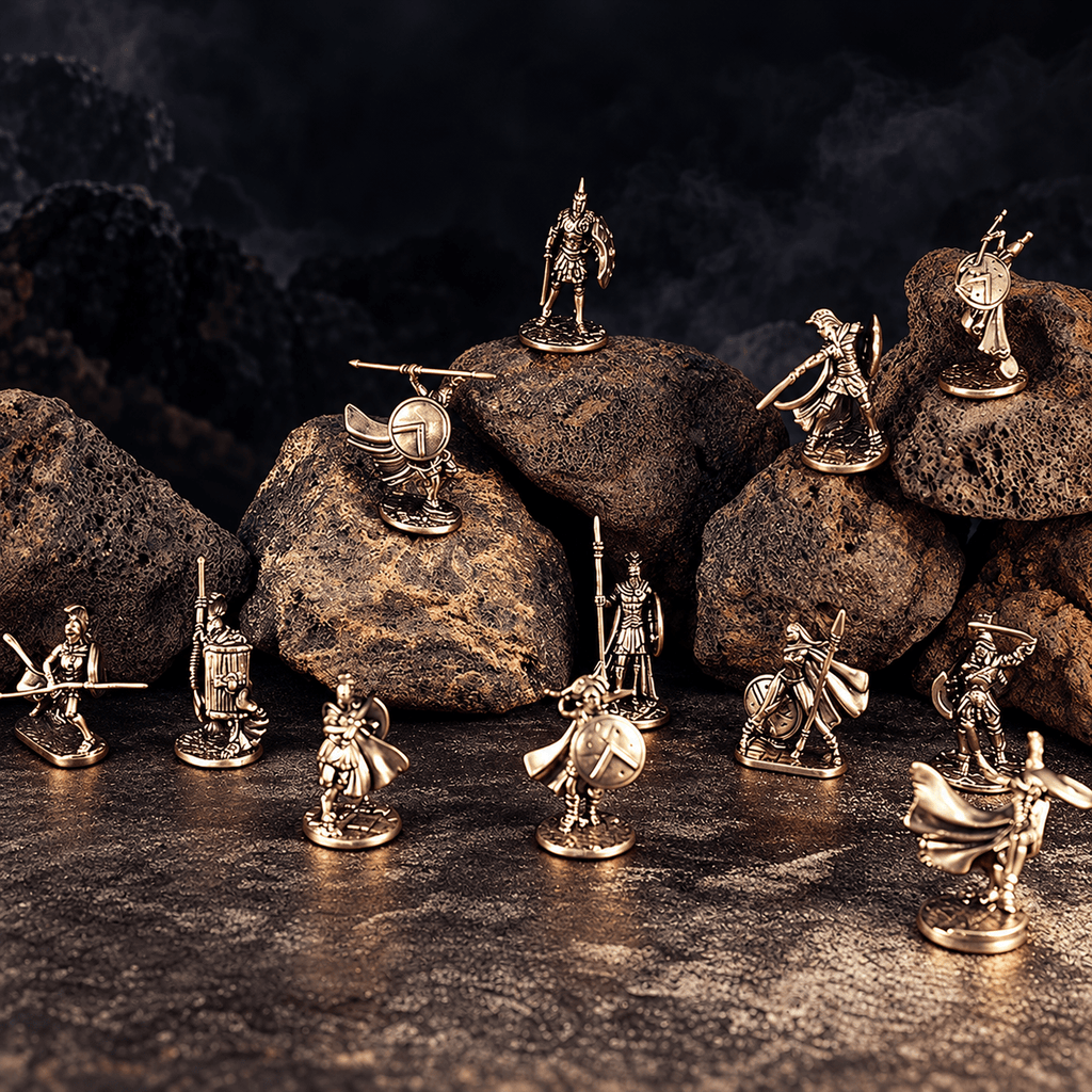 Spartan Warriors – Set of 12 White Brass Miniatures