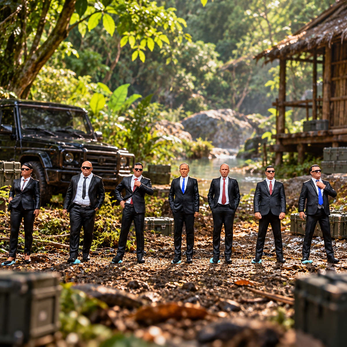 Suited Bodyguards – 1/64 Scale Set of 8 Miniature Figures