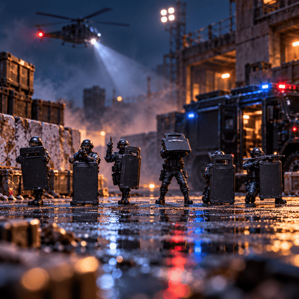 SWAT Shield Team – 1/64 Scale Set of 6 Miniature Figures