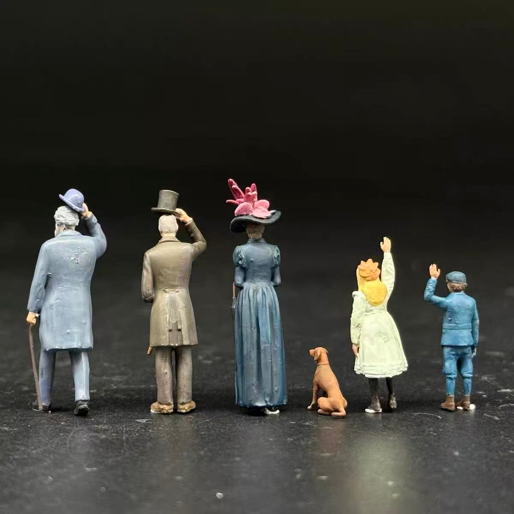 Vintage Townspeople – 5 Miniature Figures with Dog