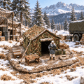 Winter Soldier Camp Diorama – 1/72 Scale Figure with Base