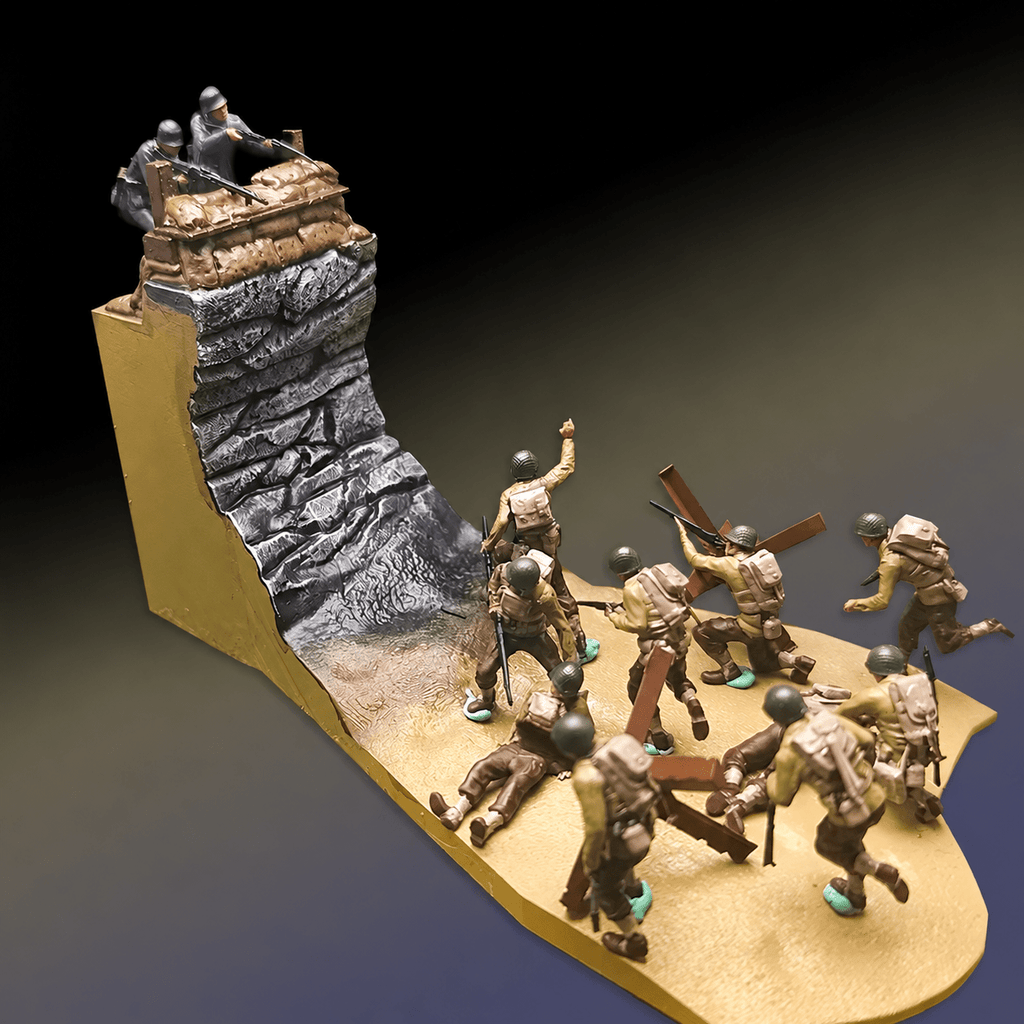 WWII Beach Landing Diorama – 1/72 Scale 12 Figures with Base