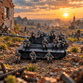 WWII German Soldiers with Tiger Tank – 1/72 Scale Set of 12 Figures